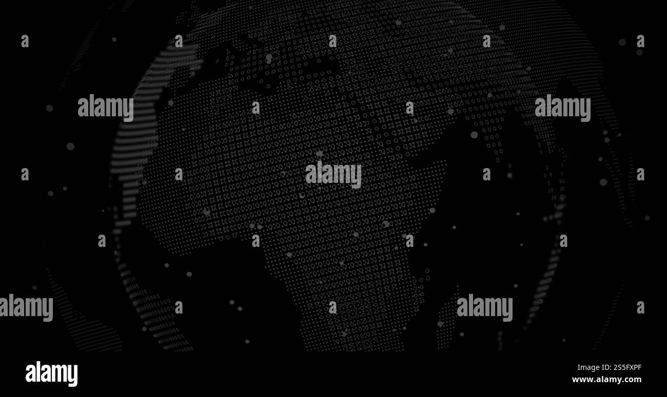Bild der digitalen Datenverarbeitung über Computerplatine und Globus Stockfoto