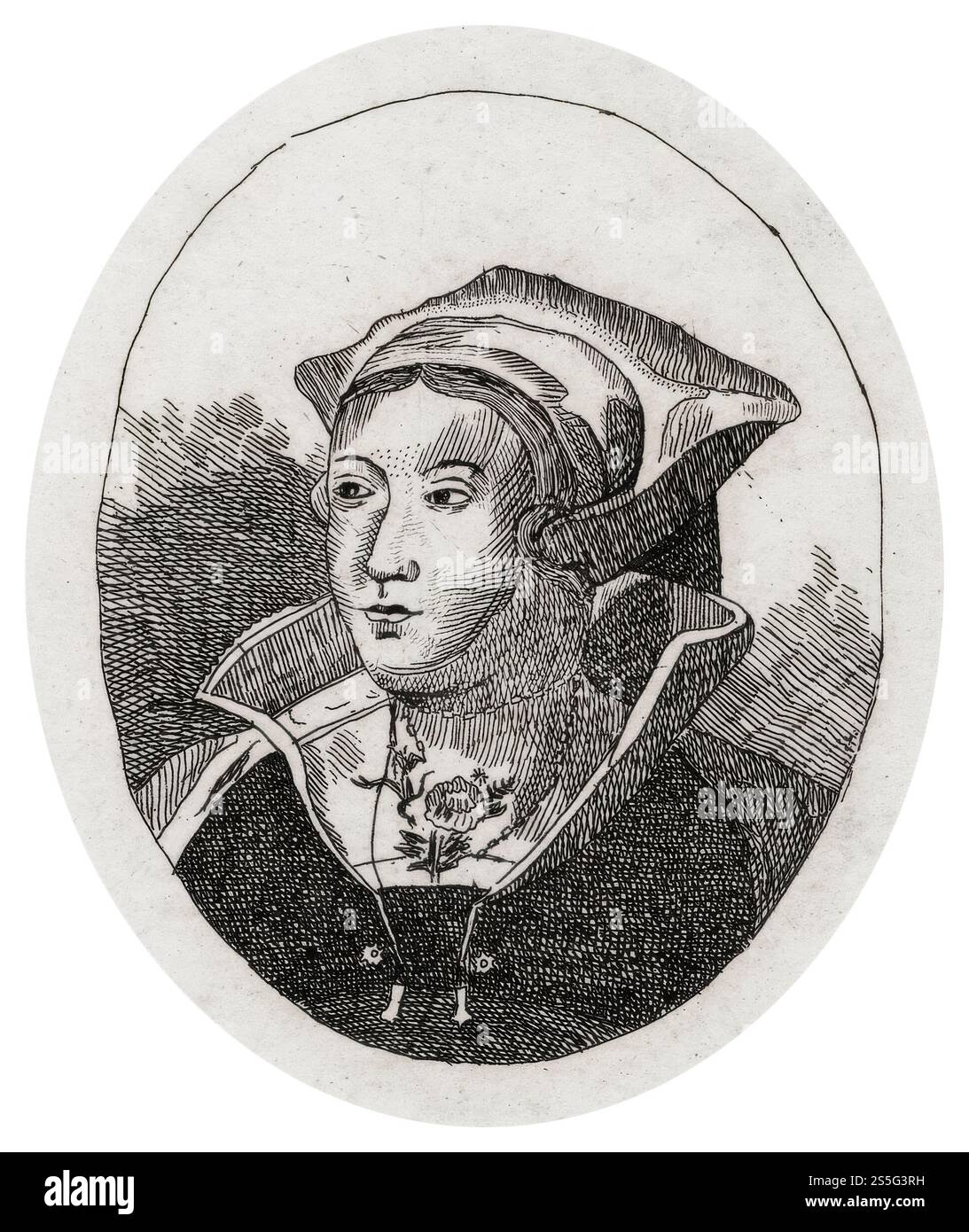 Königin Margaret von Schottland alias Saint Margaret of Scotland (ca. 1045–1093), alias Margaret of Wessex, englische Prinzessin und Königin Consort von Schottland 1070–1093, Porträtätzung, ca. 1700-1799 Stockfoto