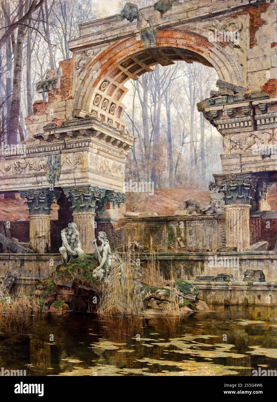 Carl Moll, die römische Ruine in Schönbrunn, Ölgemälde auf Leinwand, 1892 Stockfoto