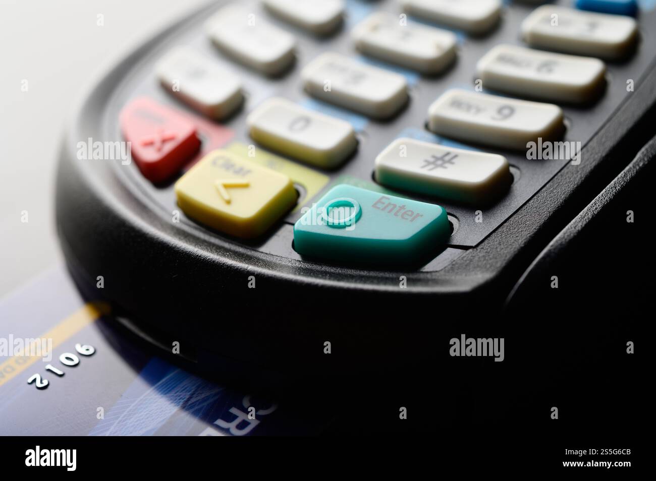 Kreditkartenleser, selektiver Fokus Stockfoto