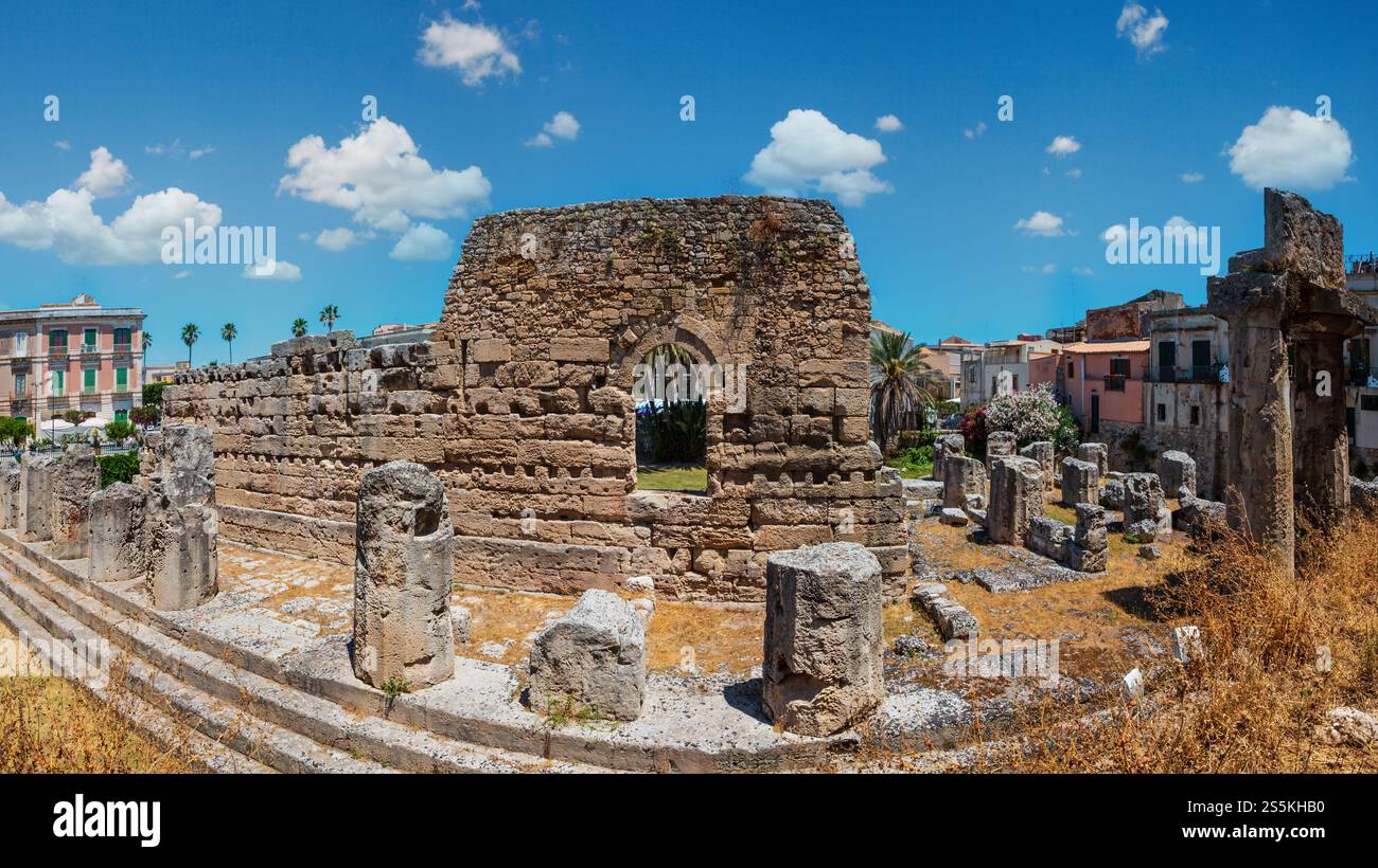 Insel Ortigia bei der Stadt Syrakus, Sizilien, Italien. Schöne Reise Foto von Sizilien. Stockfoto
