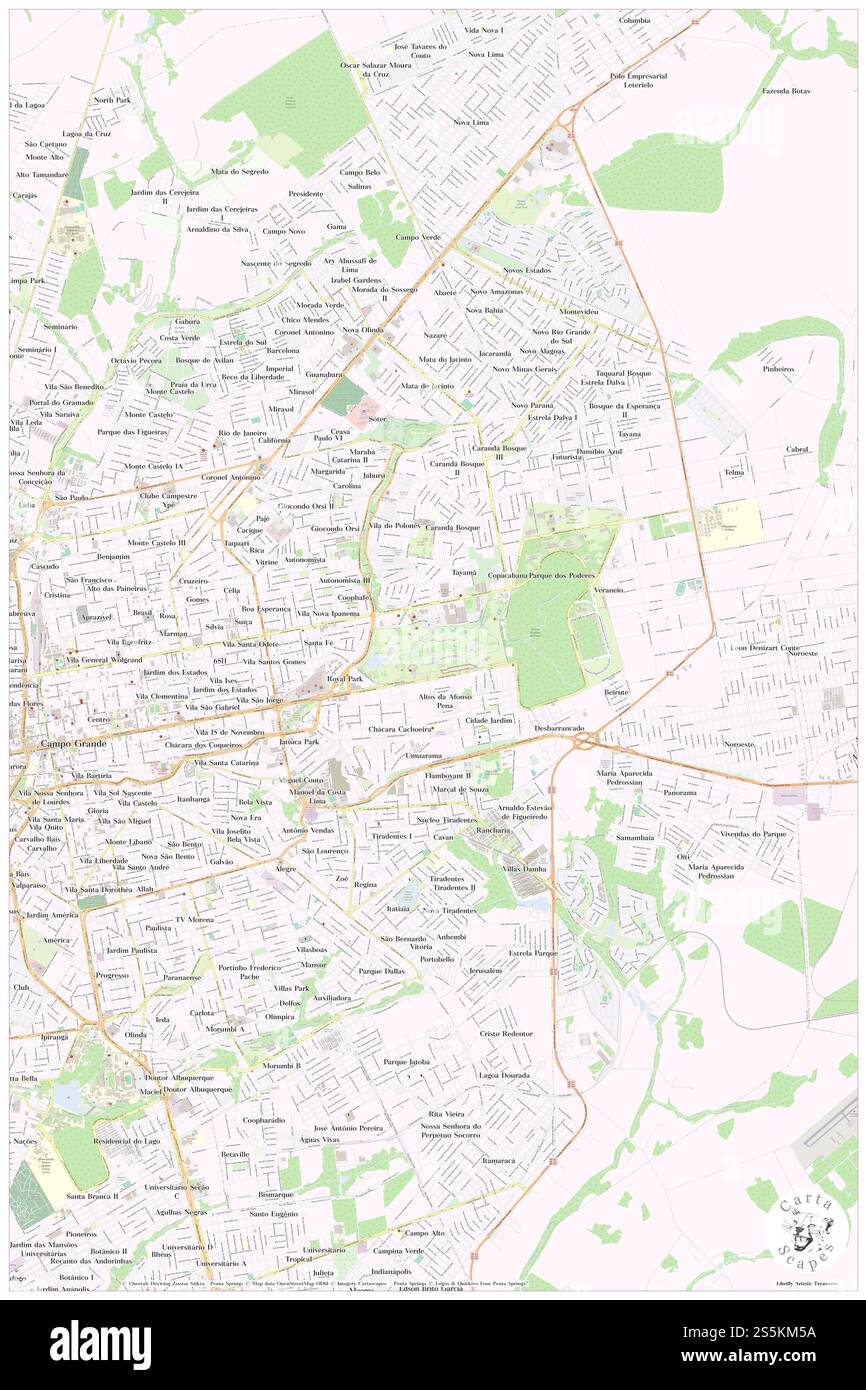 Parque das Nacoes Indigenas, Campo Grande, BR, Brasilien, Mato Grosso do Sul, S 20 27' 13'', S 54 34' 24'', Karte, Cartascapes Map, veröffentlicht 2024. Erkunden Sie Cartascapes, eine Karte, die die vielfältigen Landschaften, Kulturen und Ökosysteme der Erde enthüllt. Reisen Sie durch Zeit und Raum und entdecken Sie die Verflechtungen der Vergangenheit, Gegenwart und Zukunft unseres Planeten. Stockfoto