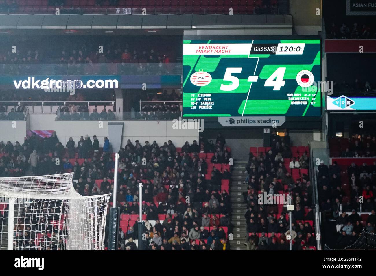 Eindhoven - PSV 5 - Excelsior Rottedam 4 während der dritten Runde der KNVB Beker Saison 2024/2025, dem niederländischen Heimpokal. Das Spiel findet am 15. Januar 2025 im Philips Stadion in Eindhoven, Niederlande, zwischen PSV Eindhoven und Excelsior Rotterdam statt. (VK Sportphoto/Danny de Groot) Stockfoto