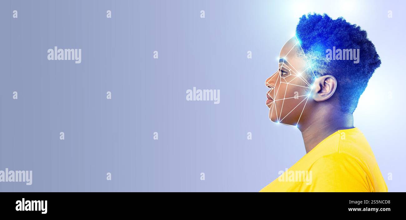Moderne Gesichtserkennungstechnologie für digitale Identifikation Stockfoto