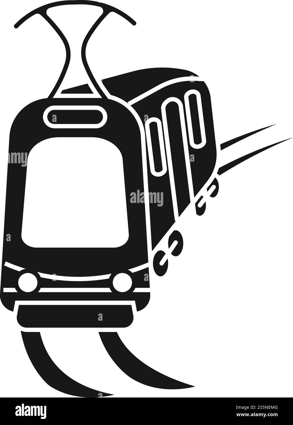 Symbol der Straßenbahn in der Stadt. Einfache Illustration des Stadtbahn-Auto-Vektorsymbols für Web-Design isoliert auf weißem Hintergrund. Straßenbahnwagen der Stadt, einfacher Stil Stock Vektor