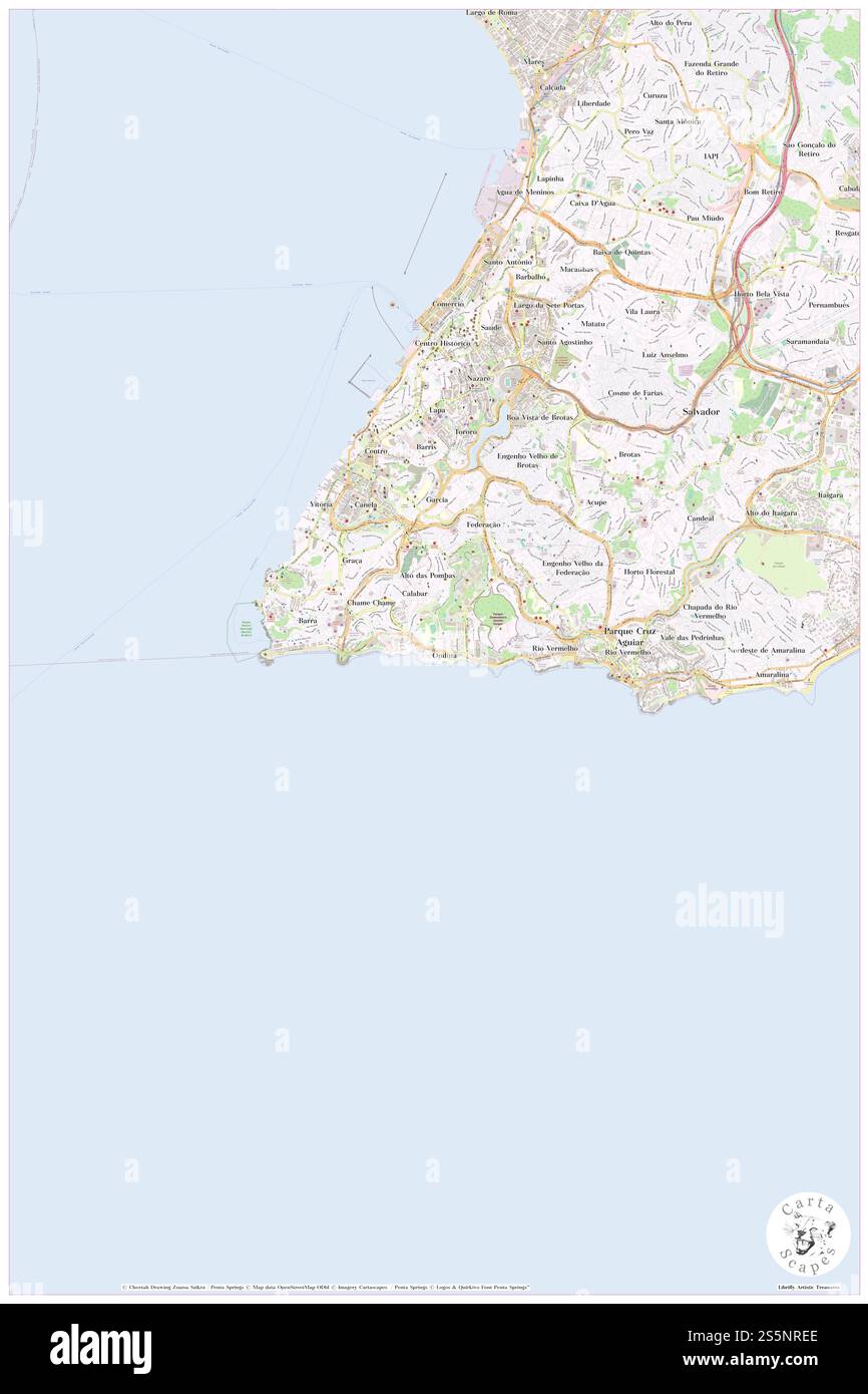 Atlantic Towers Salvador, Salvador, BR, Brasilien, Bahia, s 13 0' 36'', S 38 30' 46'', MAP, Cartascapes Map, veröffentlicht 2024. Erkunden Sie Cartascapes, eine Karte, die die vielfältigen Landschaften, Kulturen und Ökosysteme der Erde enthüllt. Reisen Sie durch Zeit und Raum und entdecken Sie die Verflechtungen der Vergangenheit, Gegenwart und Zukunft unseres Planeten. Stockfoto