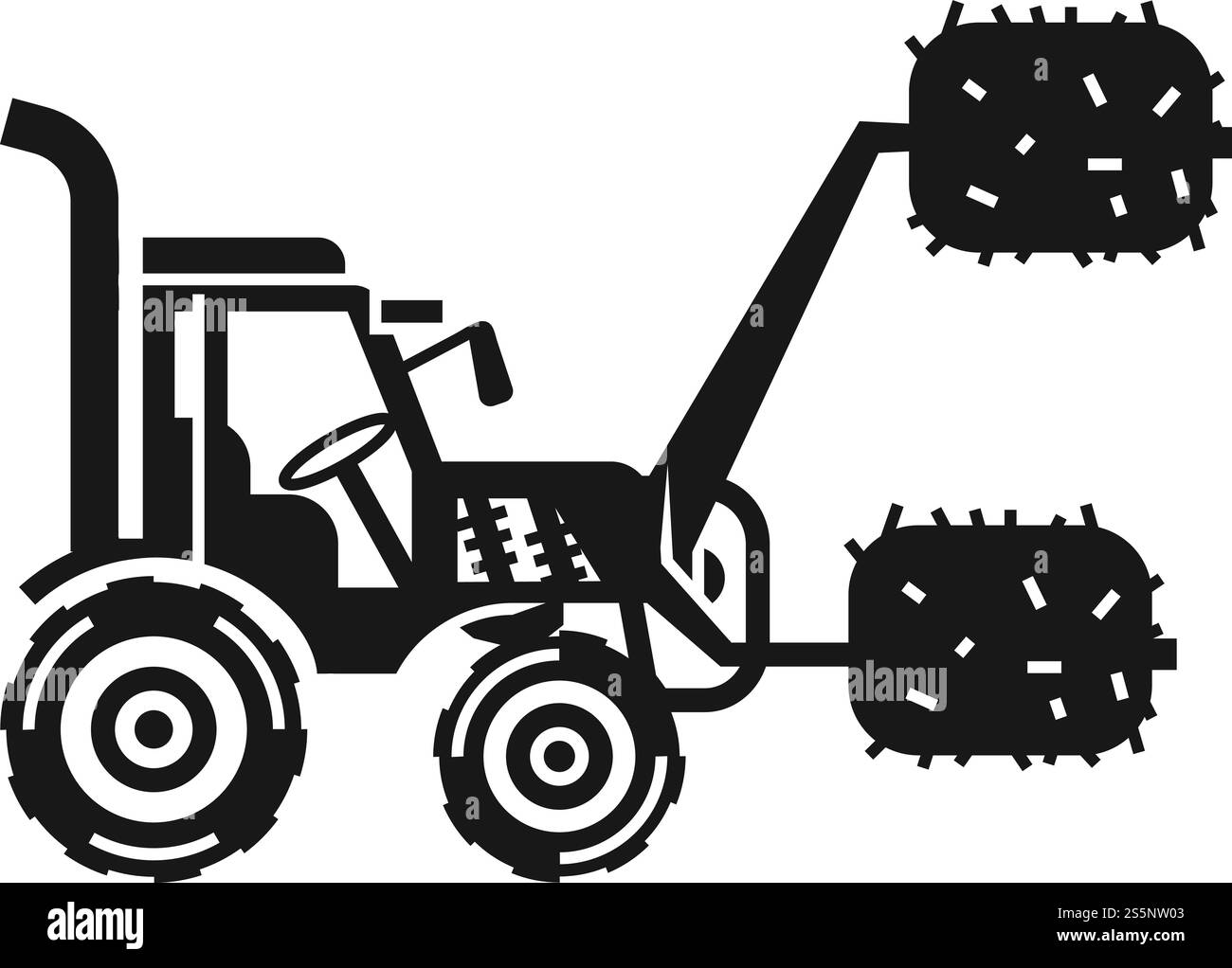 Symbol „Traktor anheben“. Einfache Illustration des Vektorsymbols für den Hubbetrieb Traktor für Webdesign isoliert auf weißem Hintergrund. Symbol für den Traktor „Heben“, einfach Stock Vektor