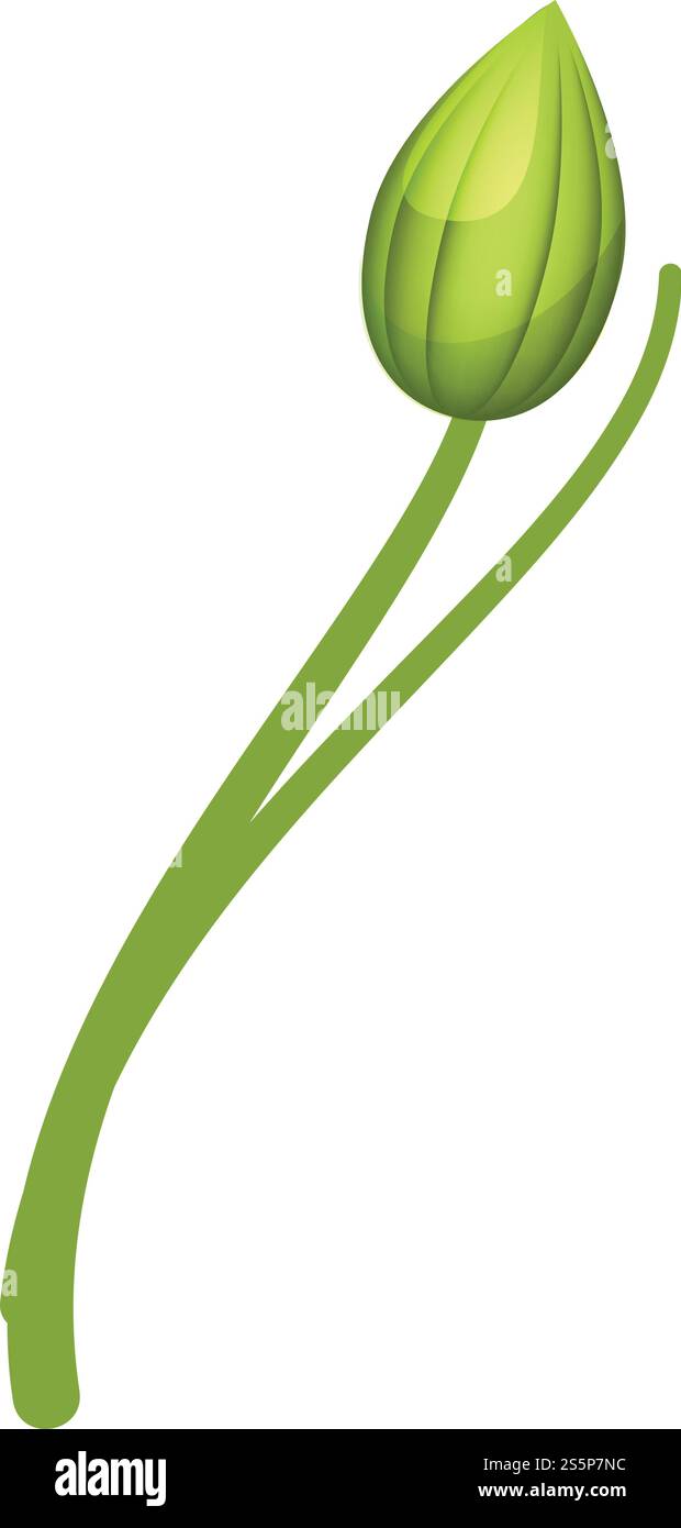 Grünes Symbol der Kamelienlampe. Cartoon der Kamelienbirne grünes Vektor-Symbol für Webdesign isoliert auf weißem Hintergrund. Grüne Kamellia-Glühlampe, Cartoon-Stil Stock Vektor