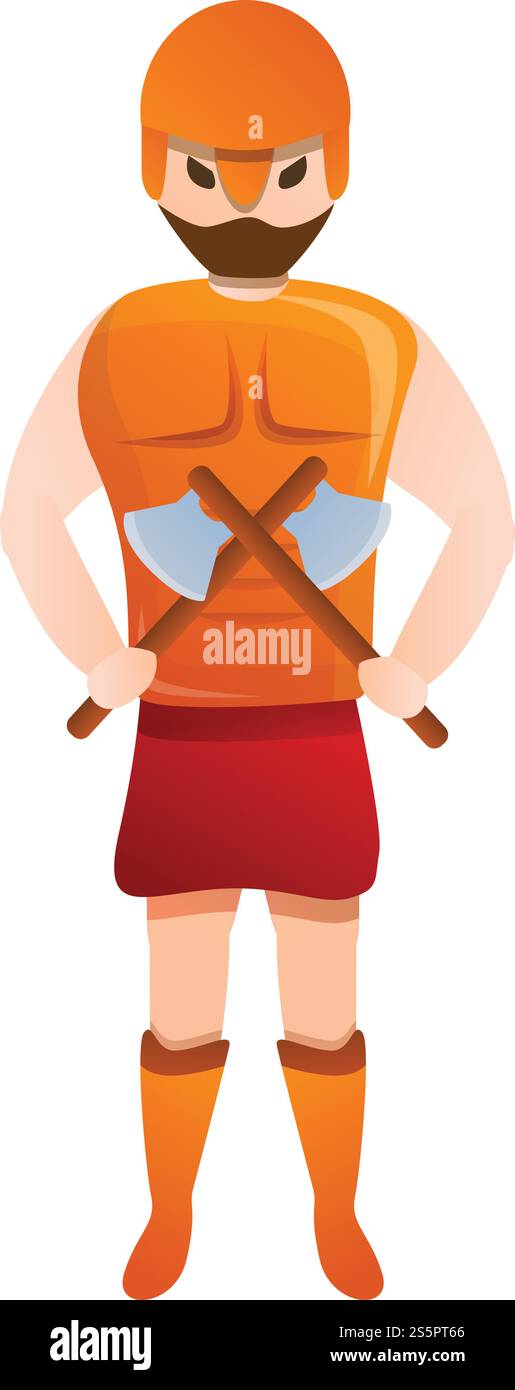 Symbol für Gladiator zwei Achsen. Cartoon von Gladiator zwei Achsen Vektor-Symbol für Web-Design isoliert auf weißem Hintergrund. Gladiator zwei Äxte Ikone, Cartoon-Stil Stock Vektor