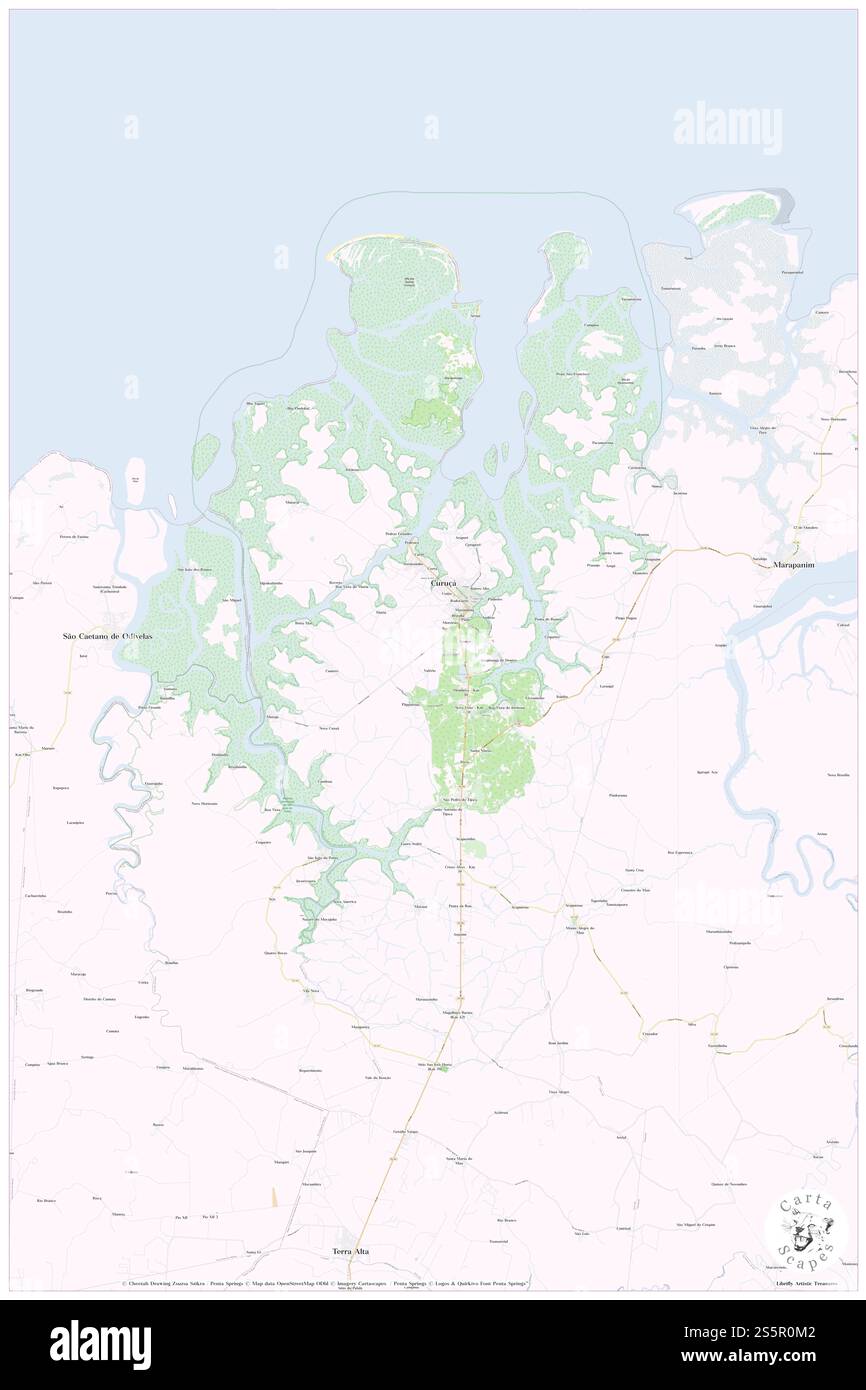 Curuca, Curuçá, BR, Brasilien, Pará, s 0 43' 44'', S 47 50' 53'', Karte, Cartascapes Map, veröffentlicht 2024. Erkunden Sie Cartascapes, eine Karte, die die vielfältigen Landschaften, Kulturen und Ökosysteme der Erde enthüllt. Reisen Sie durch Zeit und Raum und entdecken Sie die Verflechtungen der Vergangenheit, Gegenwart und Zukunft unseres Planeten. Stockfoto