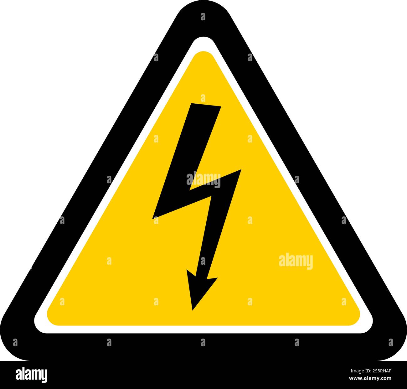 Warnschild für hohe Spannung, Symbol für elektrisches Warnsignal. Vektorabbildung Stock Vektor