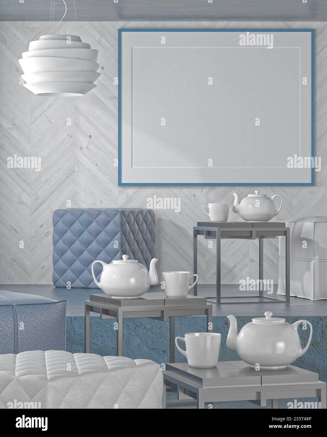 Bilderrahmen mit Polstermöbeln im Wohnzimmer Stockfoto