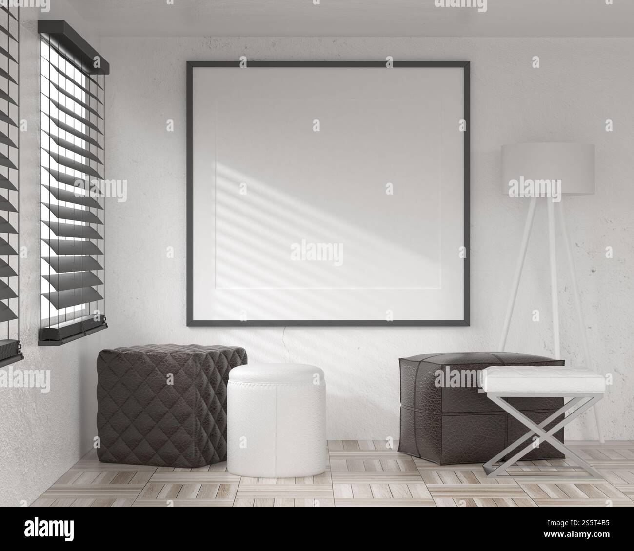 Bilderrahmen mit Polstermöbeln im Wohnzimmer Stockfoto