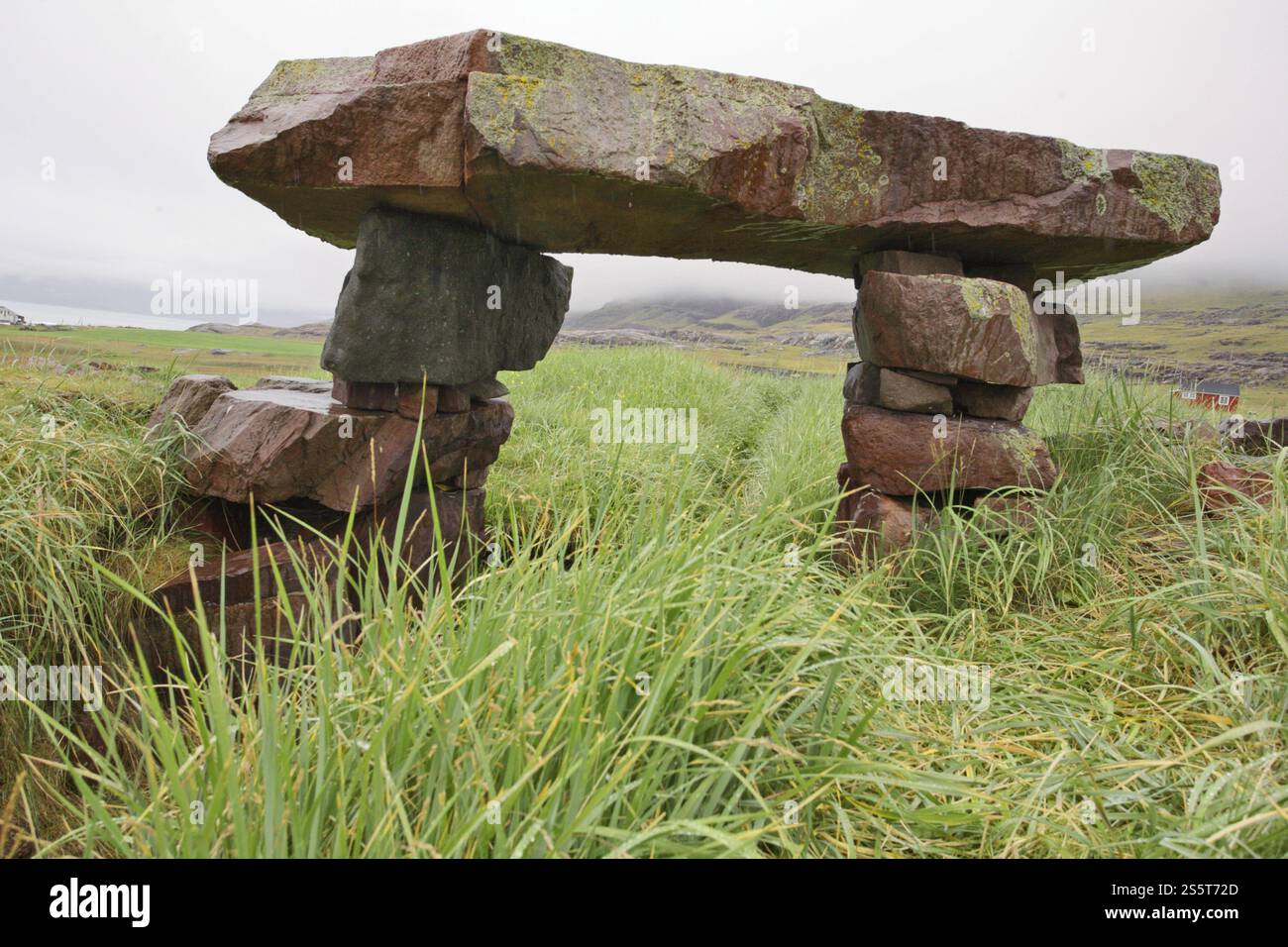 Als Teil der sogenannten Eastern Settlement war Gardar ein Wikingergut in Südgrönland. Die nordische Kolonisierung Grönlands begann etwa 1000 n. Chr Stockfoto