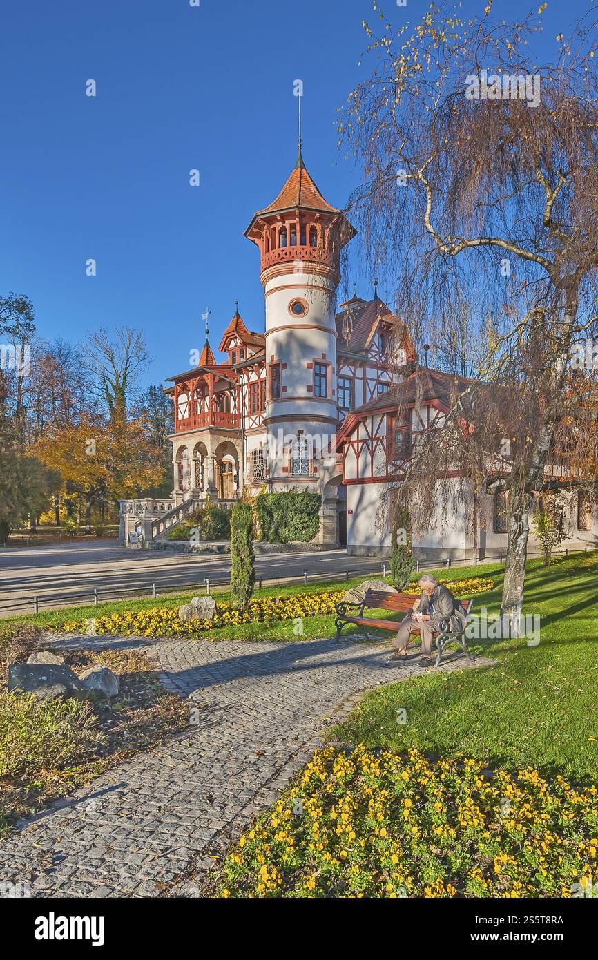 Kurparkschloesschen von 1888 des Malers Ludwig Scheuermann in Herrsching am Ammersee, Oberbayern, Bayern, Deutschland, Europa Stockfoto