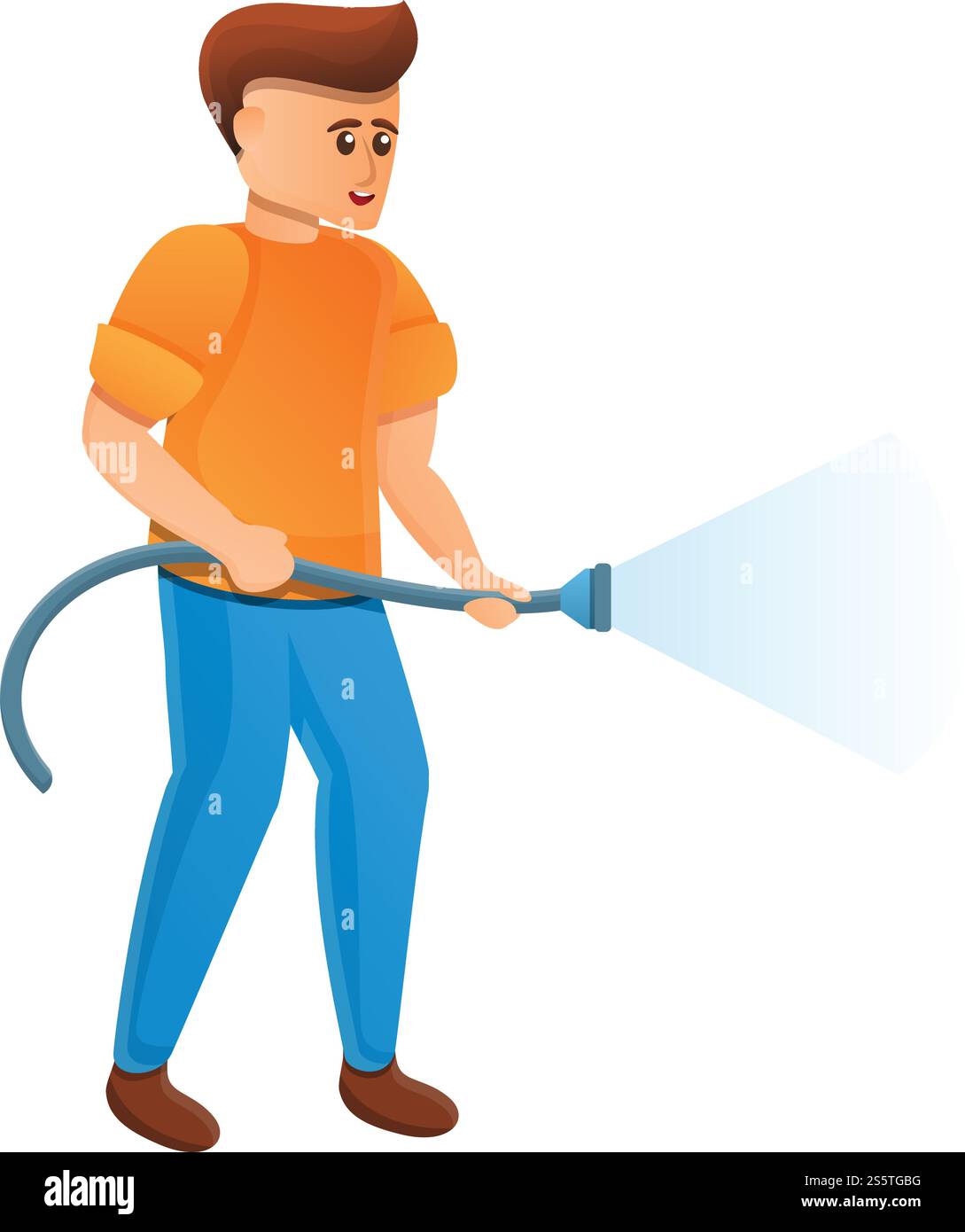 Wasserbewässerung für Jungen. Cartoon des Jungen Wasser Bewässerungsvektorsymbols für Web-Design isoliert auf weißem Hintergrund. Wasserbewässerung für Jungen, Zeichentrickstil Stock Vektor