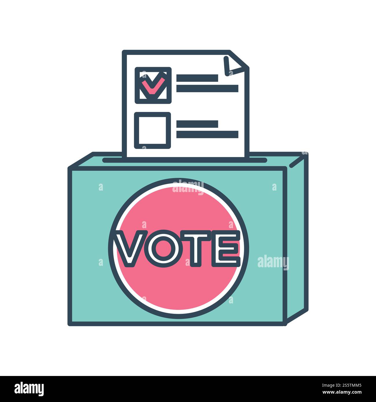 Wählen Sie Stimmzettel mit Markierung für Kandidaten gewählt von Personen Vektor Wahlsaisonseite mit Häkchen nach Name der Person Feld mit Dokument Voting Container Kampagne und Wahlformular. Wählen Sie Stimmzettel mit einer Marke für den von Personen ausgewählten Kandidaten aus Stock Vektor