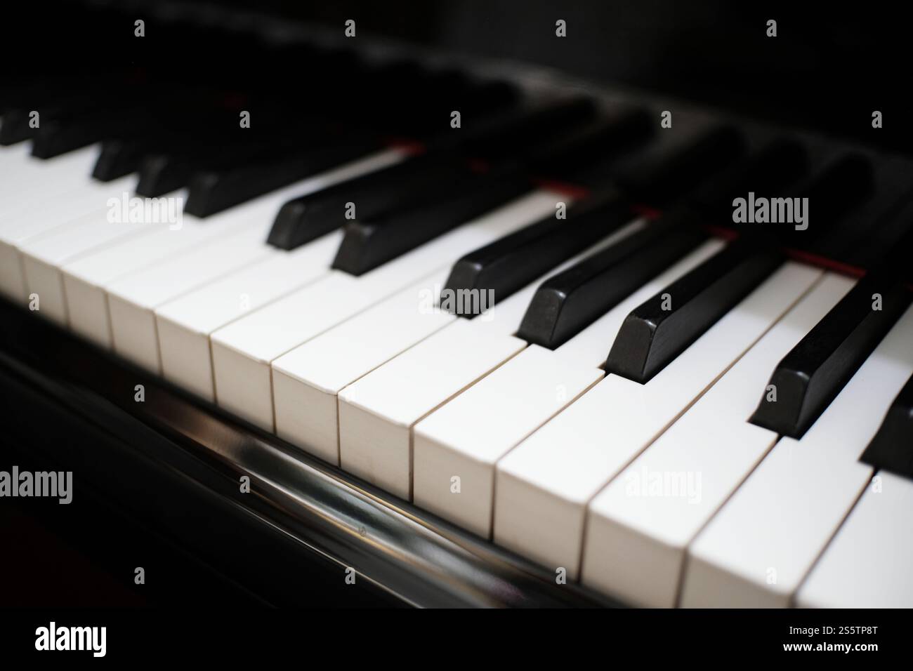 Klaviertastatur Hintergrund mit selektiven Fokus Stockfoto