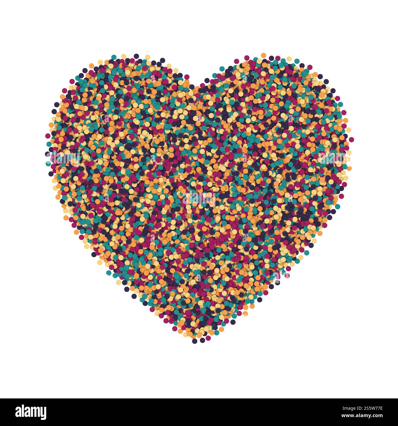 Verstreute Bunte Motley Konfetti Herzform Auf Weißem Hintergrund. Vektor verstreut Motley Konfetti weißer Hintergrund Stockfoto