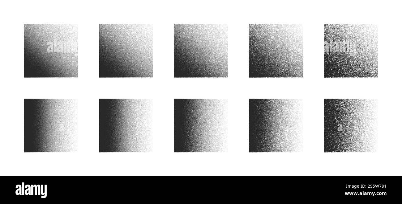 Stippled Square Handgezeichnete Dotwork Abstrakte Formen In Verschiedenen Variationen Auf Weißem Hintergrund Stockfoto