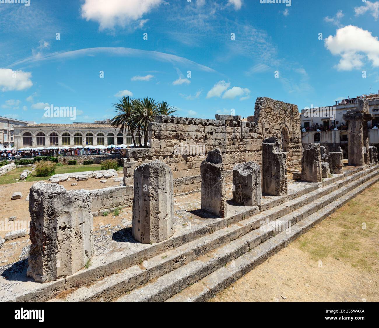 Insel Ortigia bei der Stadt Syrakus, Sizilien, Italien. Schöne Reise Foto von Sizilien. Stockfoto