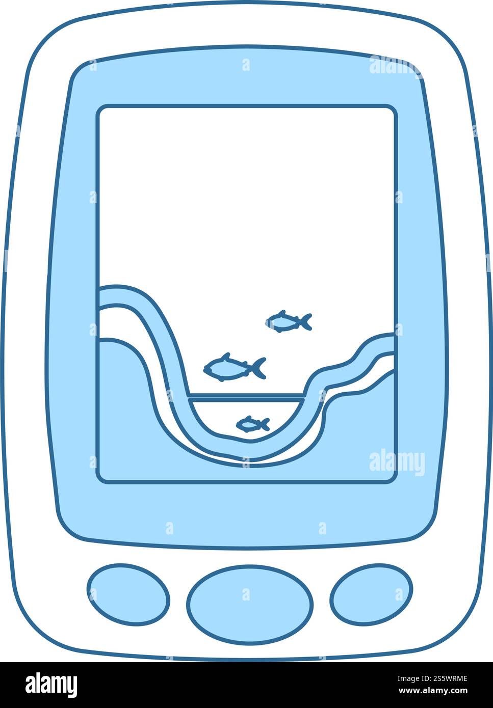 Symbol für Echolot. Dünne Linie mit blauer Füllung Design. Vector Illustration. Stock Vektor