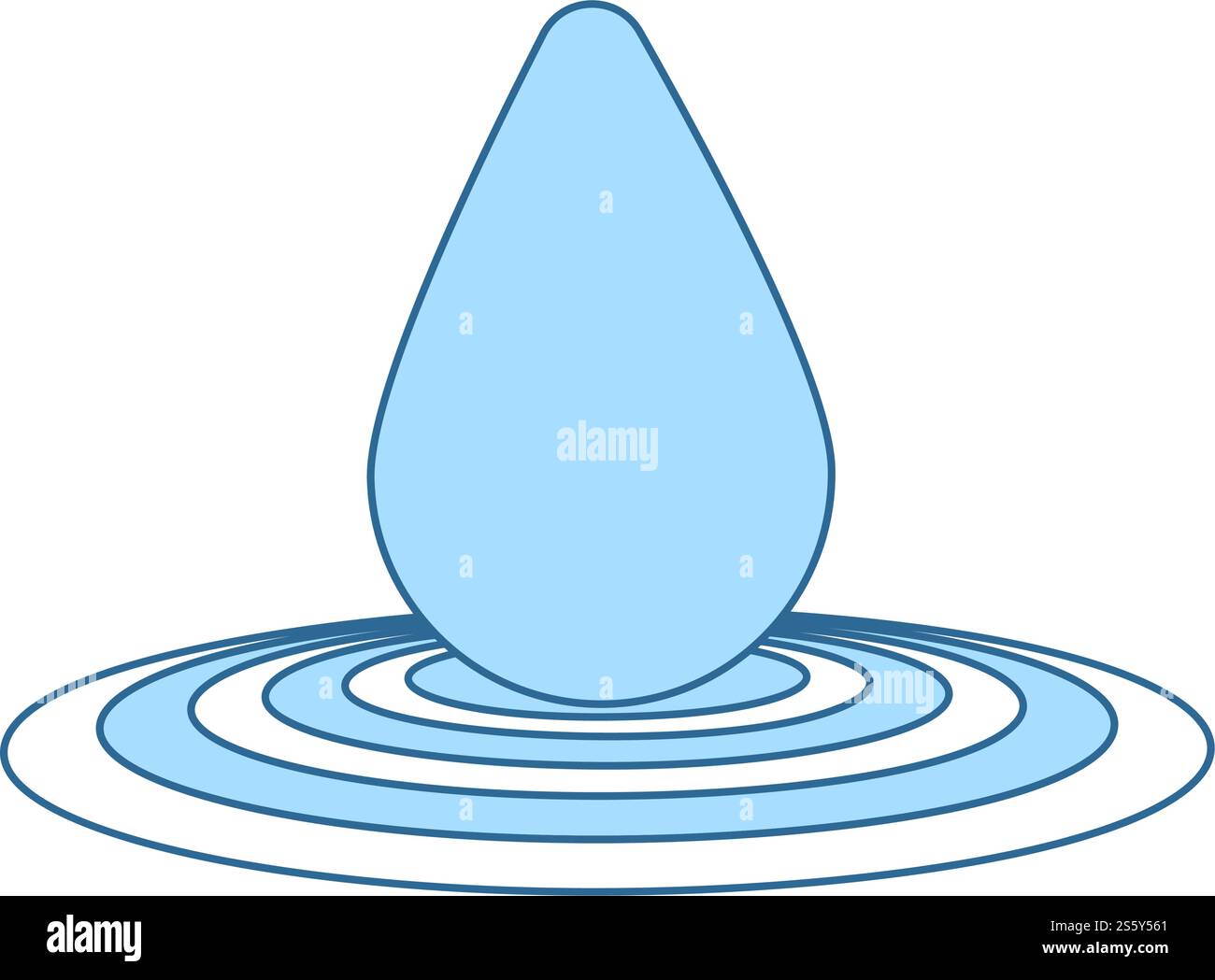 Water Drop Symbol. Dünne Linie mit blauer Füllung Design. Vector Illustration. Stock Vektor