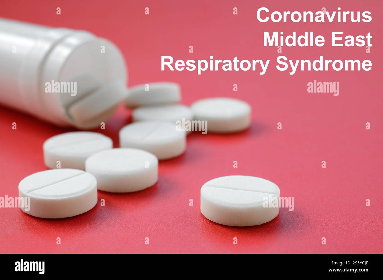 MERS-CoV neuartiges Corona-Virus-Konzept. Abstrakte Collage des Middle East Respiratory Syndroms. Chinesische gefährliche Infektion. MERS-CoV neuartiges Corona-Virus Stockfoto