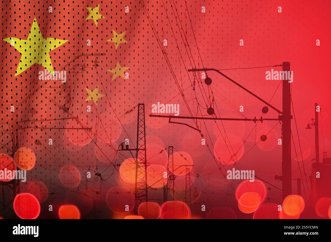 MERS-CoV neuartiges Corona-Virus-Konzept mit Bahn. Abstrakte Collage des Middle East Respiratory Syndroms. Chinesische gefährliche Infektion. MERS-CoV-Roman Stockfoto