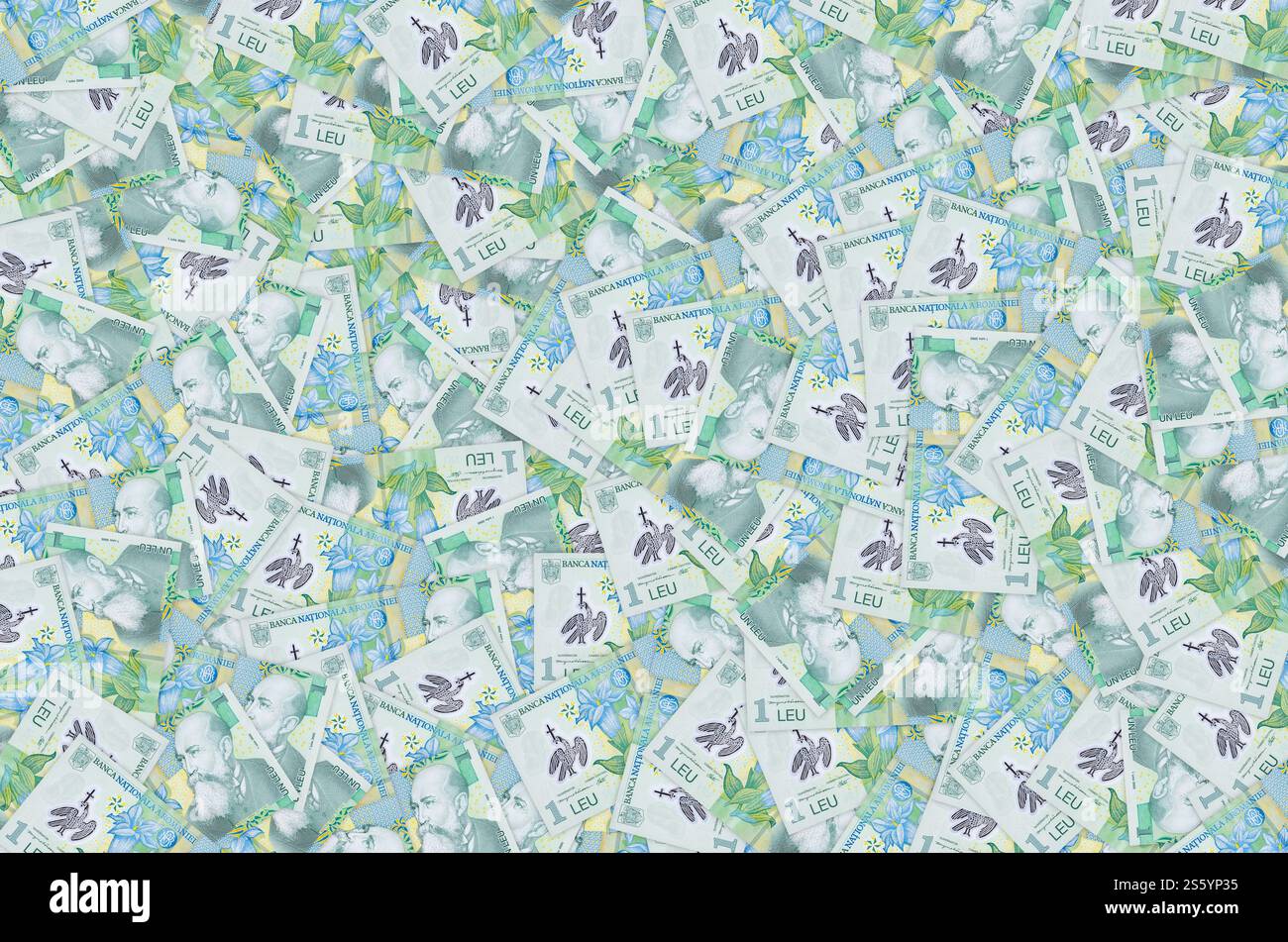 Nicolae Iorga Porträt auf rumänischem Geld 1 Leu 2005 Banknote von rumänischer Bank. Nicolae Iorga berühmter Historiker, Gedächtnisforscher und Universitätsprofessor. Stockfoto