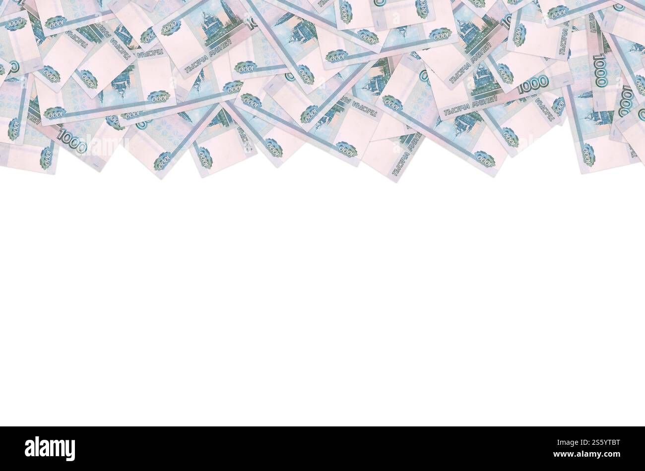 Russische 1000-Rubel-Banknote-Nahaufnahme-Makromuster. Russland 1.000 Rubel Geldrechnung aus nächster Nähe. Russische 1000-Rubel-Banknote-Nahaufnahme-Makrowechsel Stockfoto