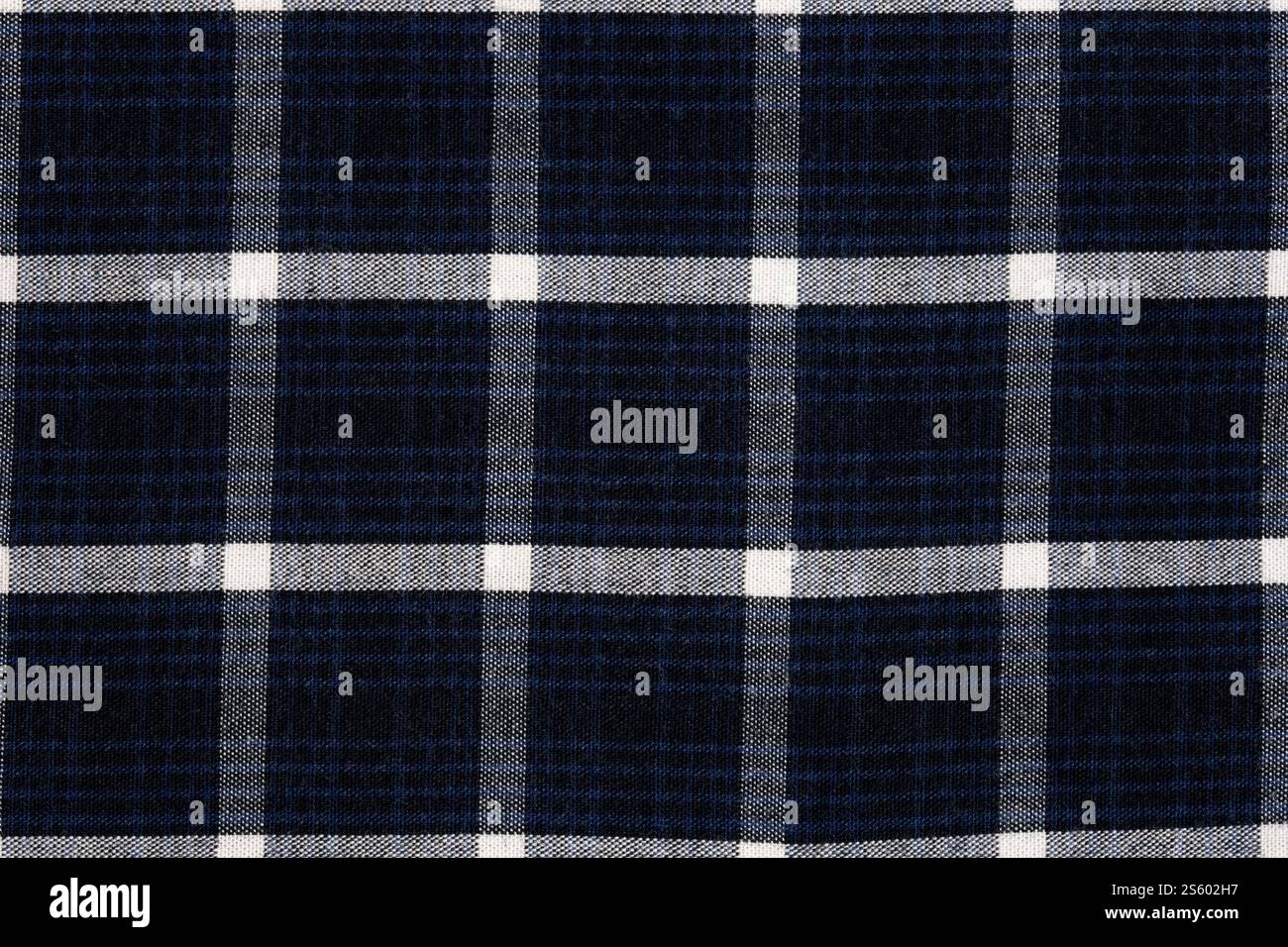 Marineblauer karierter Stoff mit Hintergrund oder Textur Stockfoto
