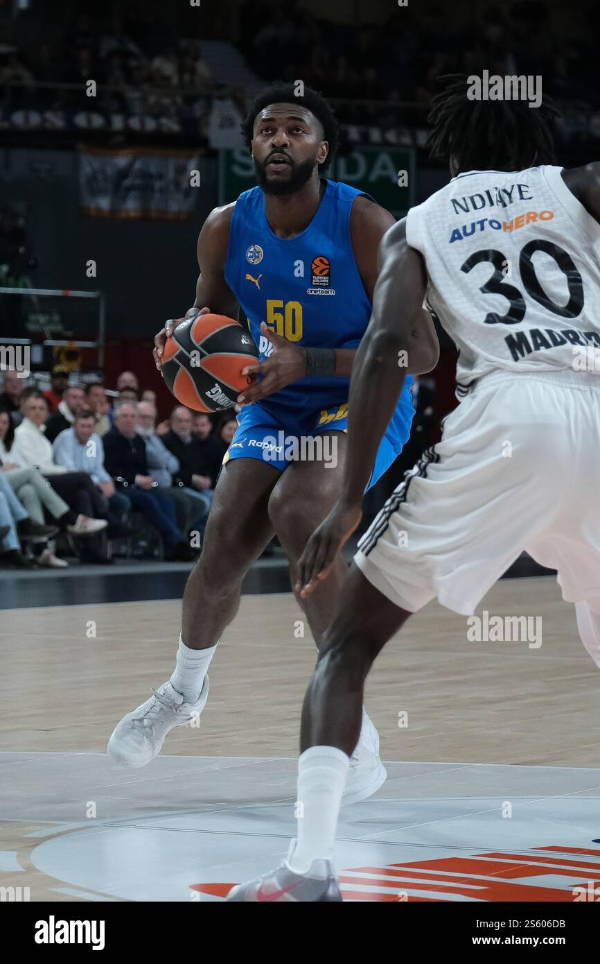 Trevion Williams von Maccabi Tel Aviv während des Turkish Airlines EuroLeague Spiels zwischen Real Madrid und Maccabi Tel Aviv in der Movistar Arena auf Ma Stockfoto