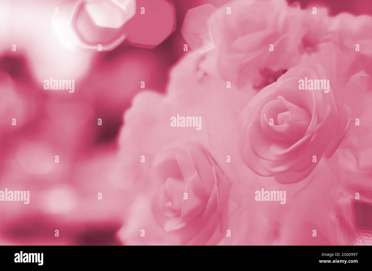 Detailliertes Foto eines wunderschönen Blumenstraußes. Traditionelles und obligatorisches Geschenk des Bräutigams am Hochzeitstag Image Toned in Viva Stockfoto