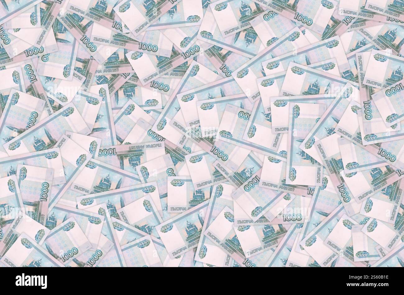 Russische 1000-Rubel-Banknote-Nahaufnahme-Makromuster. Russland 1.000 Rubel Geldrechnung aus nächster Nähe. Russische 1000-Rubel-Banknote-Nahaufnahme-Makrowechsel Stockfoto