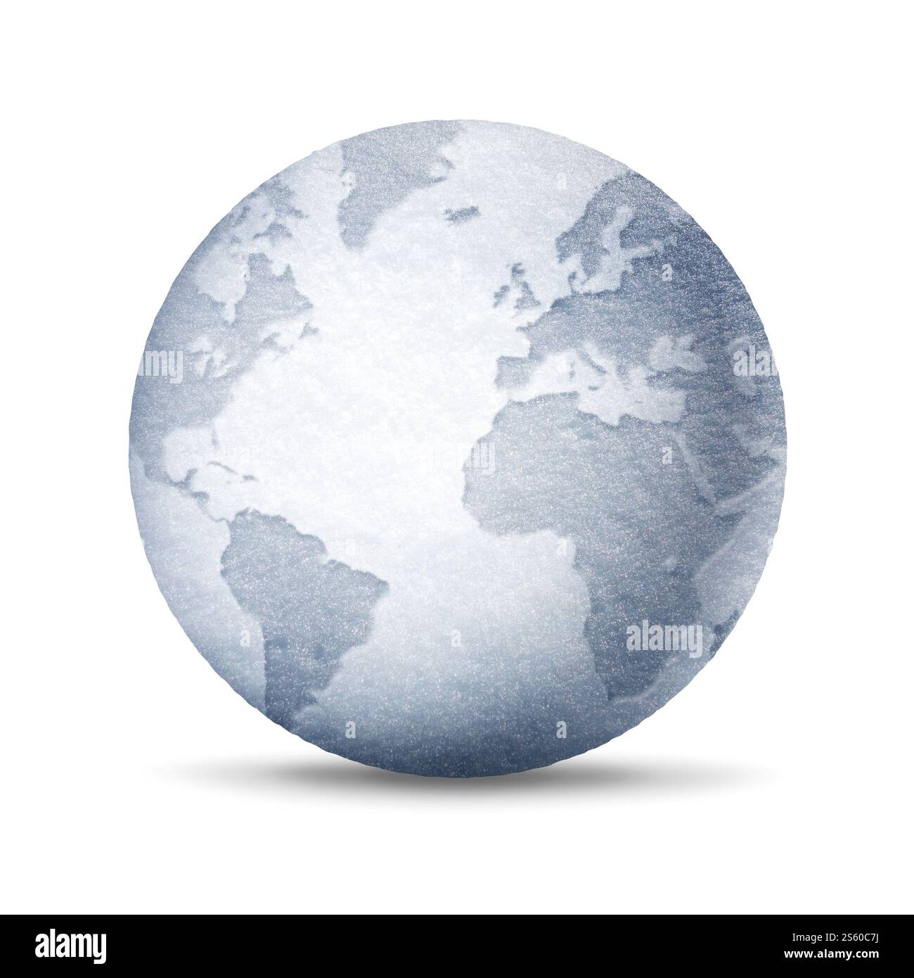 Schneeballkugel isoliert auf weißem Hintergrund. Umweltschutzsymbol. 3D-Abbildung. Schneeballkugel isoliert auf weiß Stockfoto