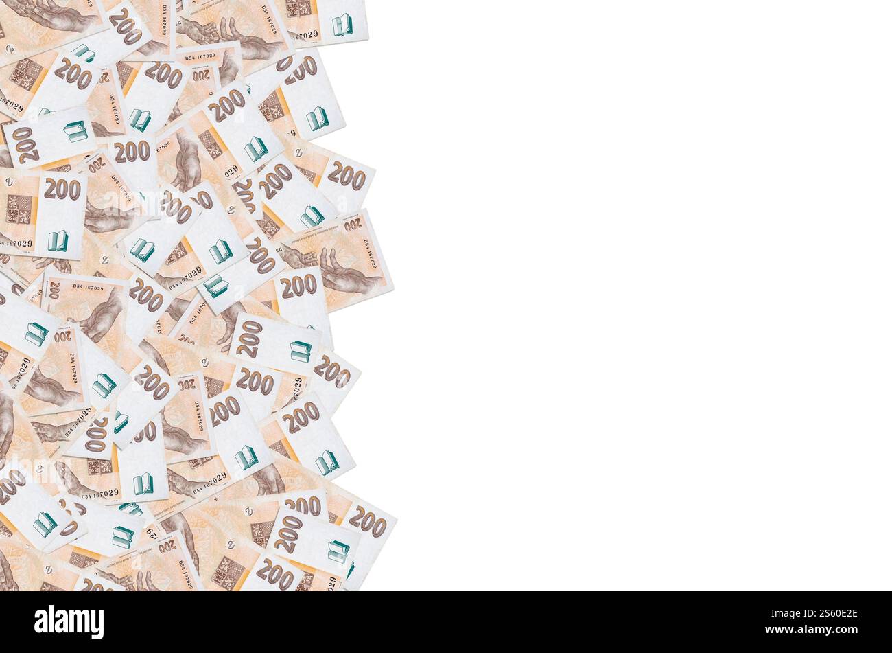 Tschechische Republik 200 Korun 1998 Banknotenschein Nahaufnahme Rechnungsmuster. 200 CRONES. Tschechische Republik 200 Korun 1998 Banknotenschein Nahaufnahme Rechnungsmuster Stockfoto