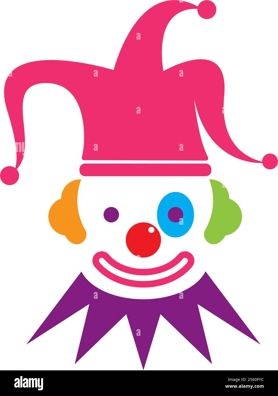 Clown Charakter Ilustration in flachen Design-Vektor Stock Vektor