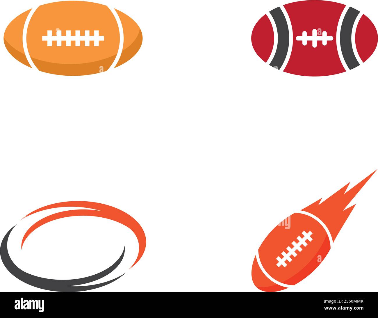 Set von Rugby Ball Logo Symbol Vektorvorlage Stock Vektor