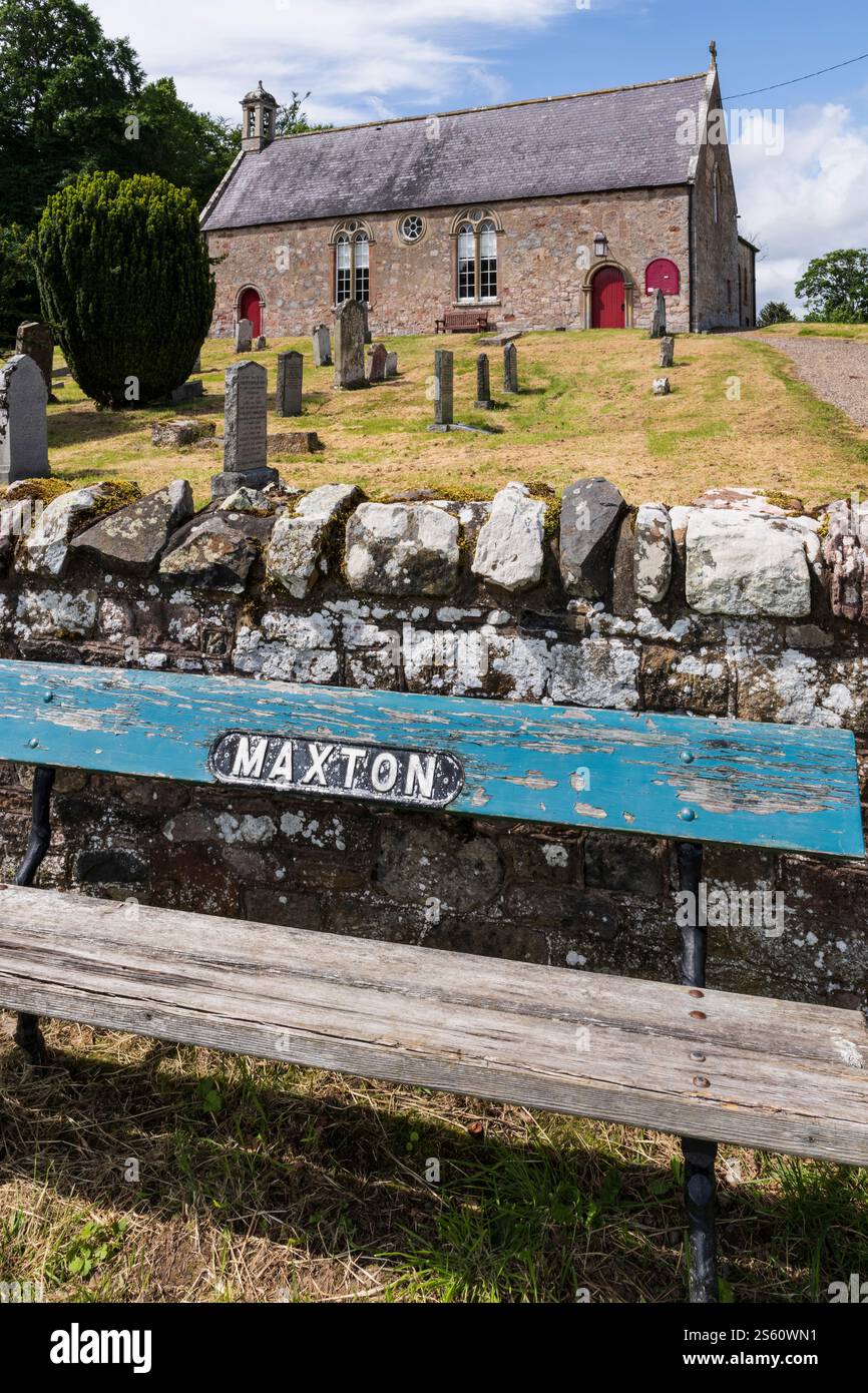 Kelso, Schottland: Maxton Kirk, zum Verkauf 2024 bei Church of Scotland. Auf dem St Cuthbert's Way Wanderweg zwischen Eildons und Lindisfarne. Stockfoto