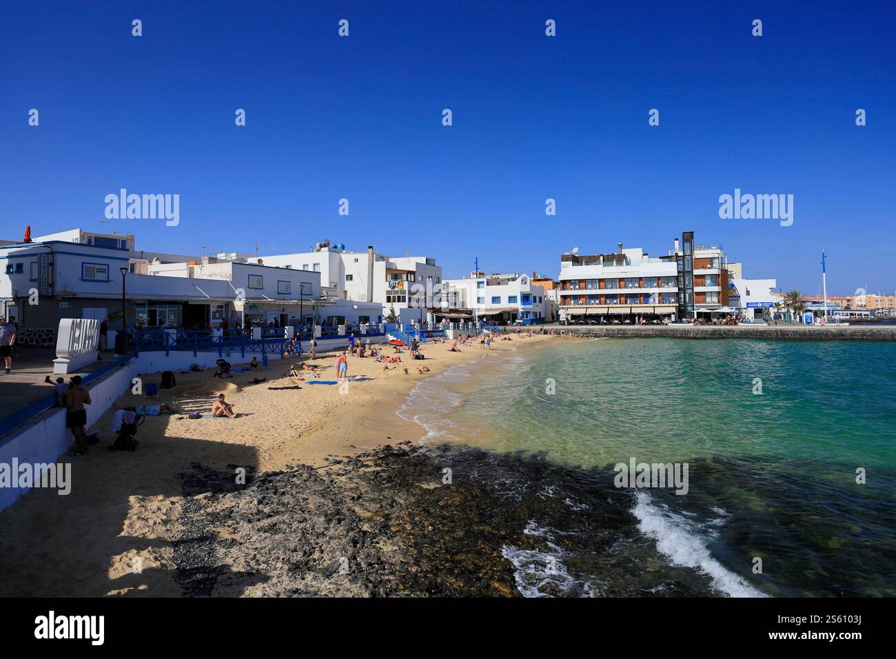 Playa la Clavellina, Corralejo, Fuerteventura, Kanarische Inseln, Spanien. Stockfoto