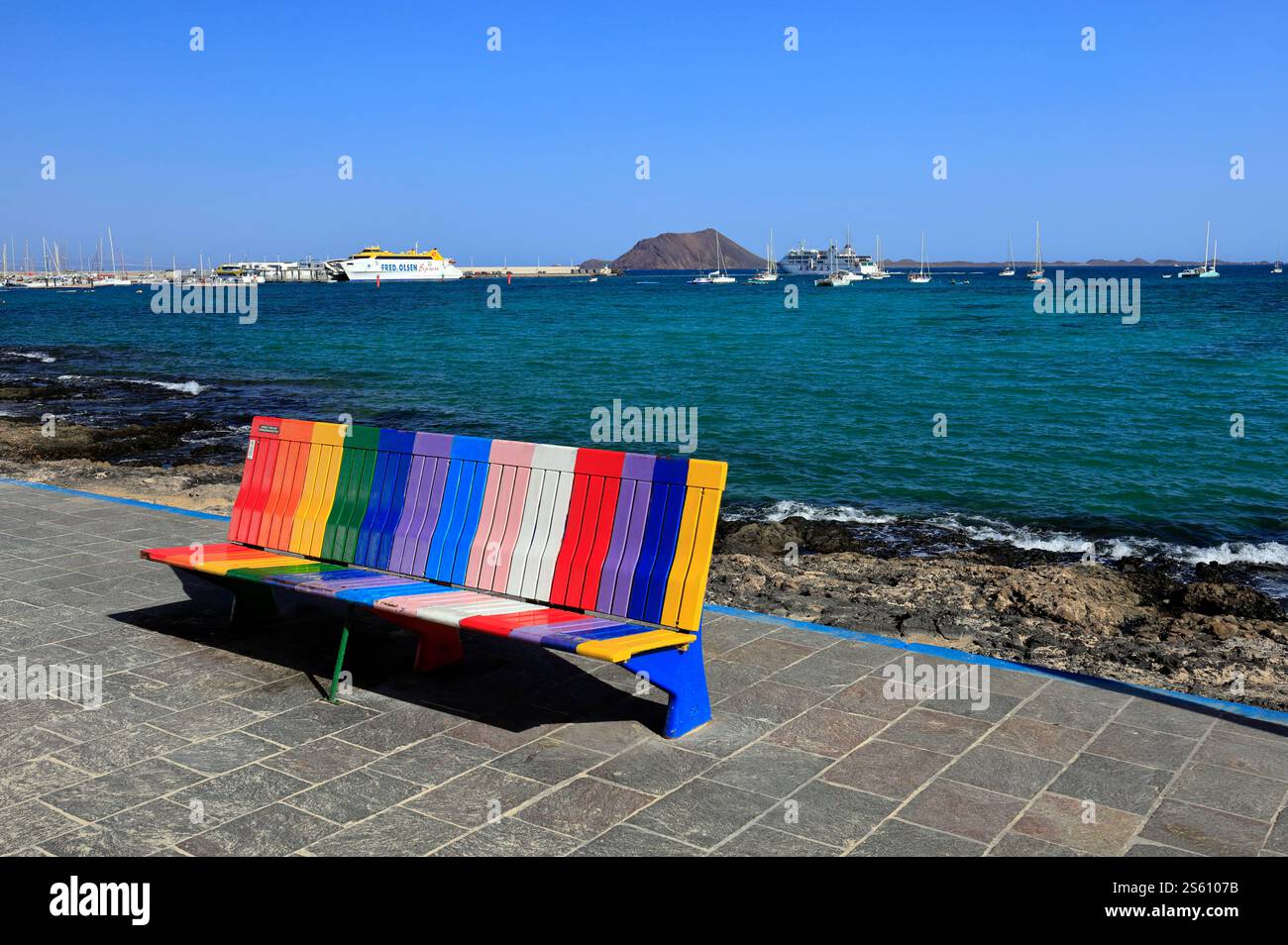 Rainbow Bank, Corralejo, Fuerteventura, Kanarische Inseln, Spanien. Stockfoto