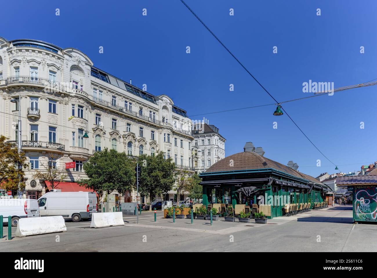 Wien, Naschmarkt, Fläche der geplanten Markthalle // Wien, Naschmarkt, Baugrundmarkt Markthalle Stockfoto