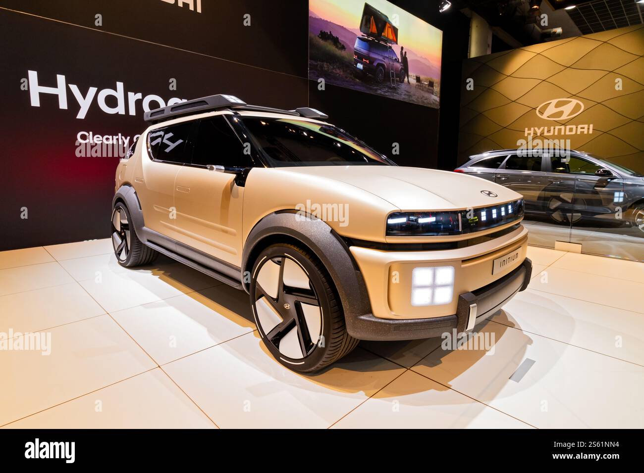 Hyundai INITIUM Wasserstoff-Brennstoffzellenauto auf dem Brüsseler Automobilsalon. Brüssel, Belgien - 10. Januar 2025 Stockfoto