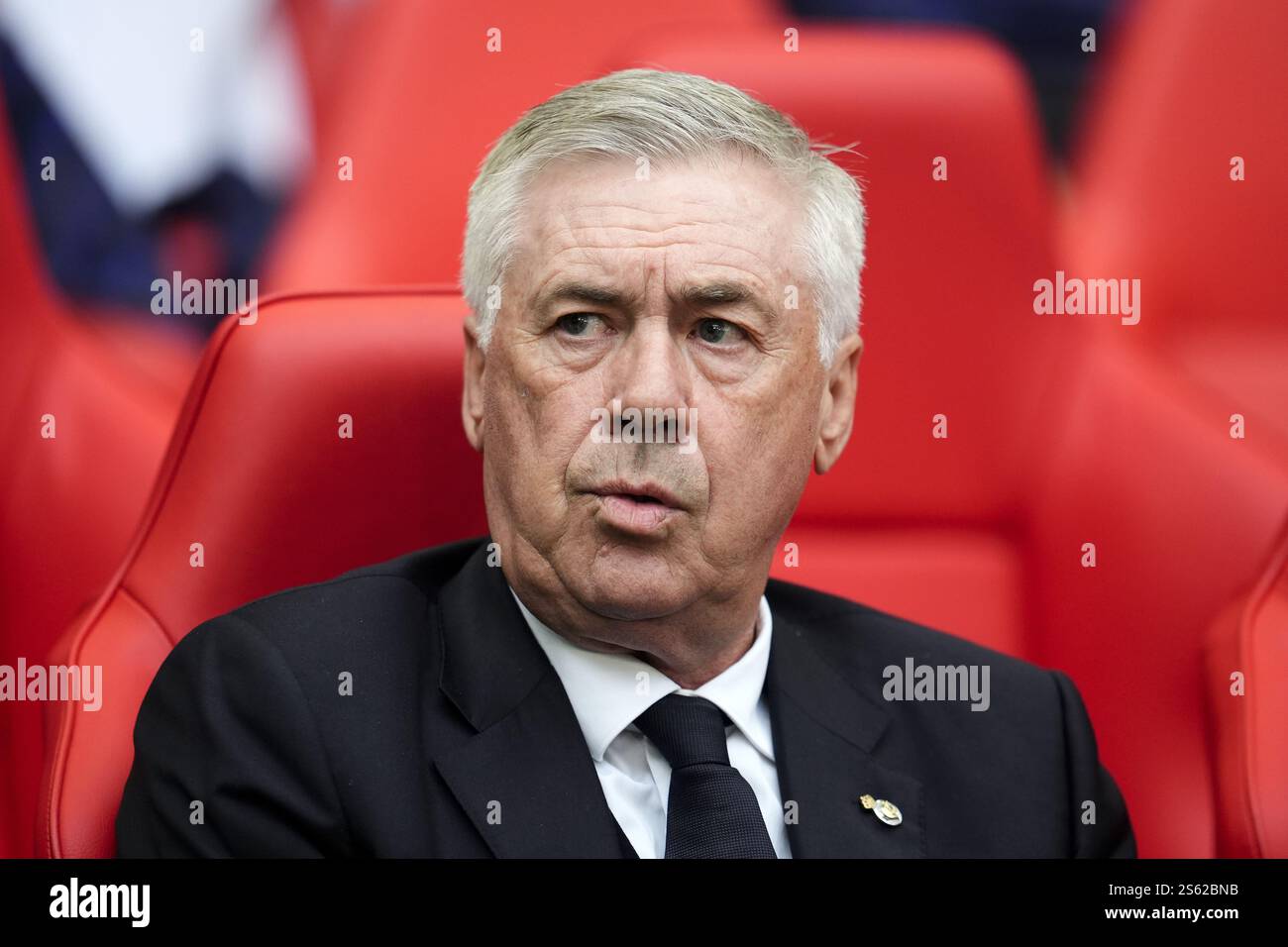 Aktenfoto vom 01.06.2024 von Real Madrid-Manager Carlo Ancelotti, der sagte, er habe absoluten Glauben an seine „verletzende“ Real Madrid-Mannschaft, nachdem sie im spanischen Super Cup-Finale El Clasico in Verlegenheit geraten waren. Ausgabedatum: Mittwoch, 15. Januar 2025. Stockfoto