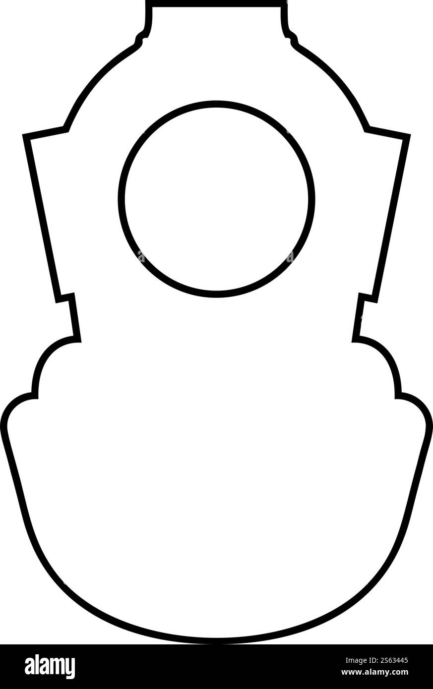 Taucherhelm Unterwasser Tauchen Vintage Konzept Wasser Freizeit alten Stil Icon Umriss schwarze Farbe Vektor Illustration flache Stil einfaches Bild. Taucherhelm Unterwasser Tauchen Vintage Konzept Wasser Freizeit alten Stil Icon Umriss schwarze Farbe Vektor Illustration flache Stil Bild Stock Vektor
