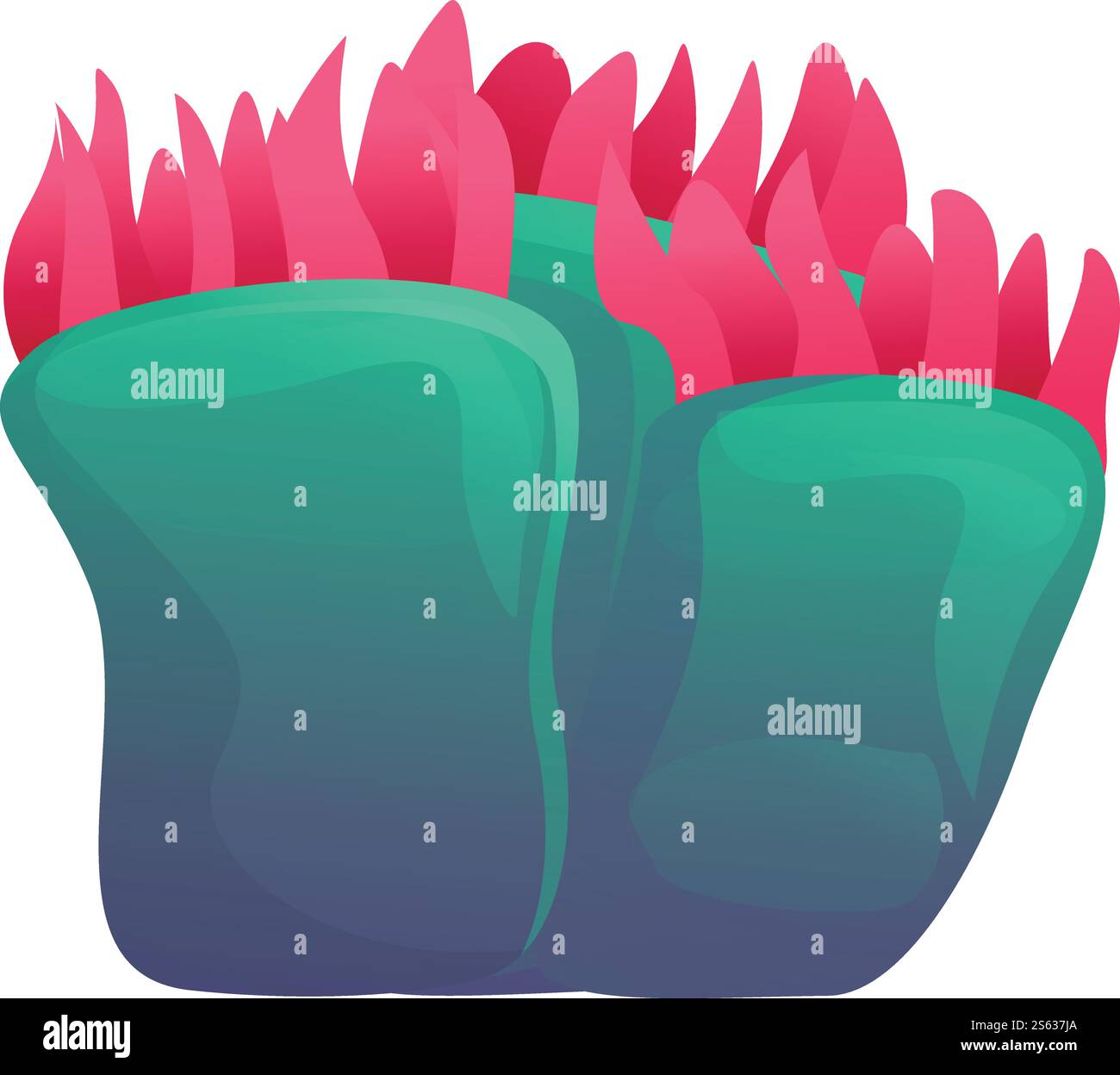 Bunte Korallenfigur am Riff. Karikatur des Riffs bunte Korallenvektorsymbol für Webdesign isoliert auf weißem Hintergrund. Reef farbenfrohe Korallenfigur im Cartoon-Stil Stock Vektor