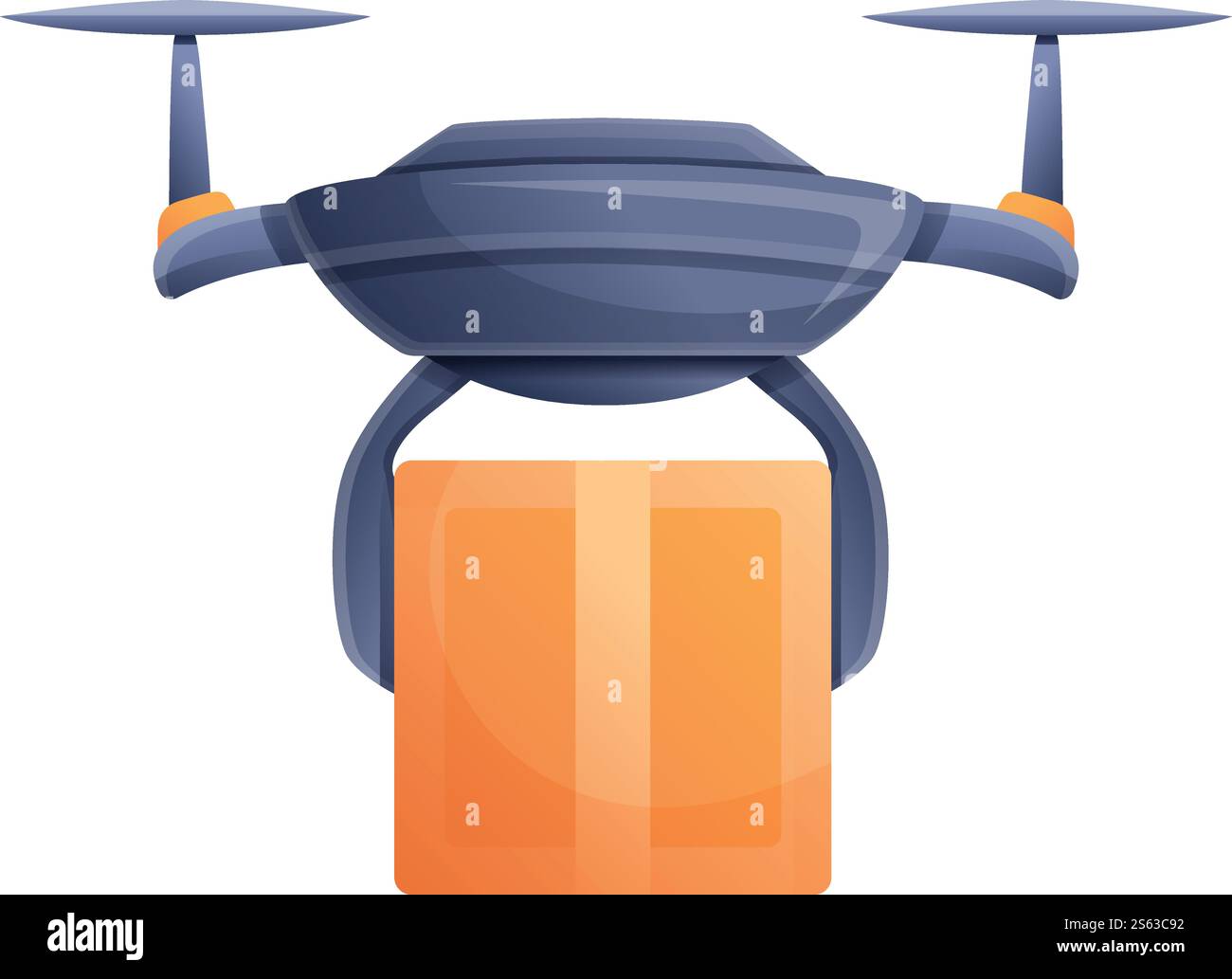 Symbol für die Express-Drohne. Cartoon von Express Drohne Delivery Vektor Symbol für Web Design isoliert auf weißem Hintergrund. Express-Drohnenlieferung im Cartoon-Stil Stock Vektor