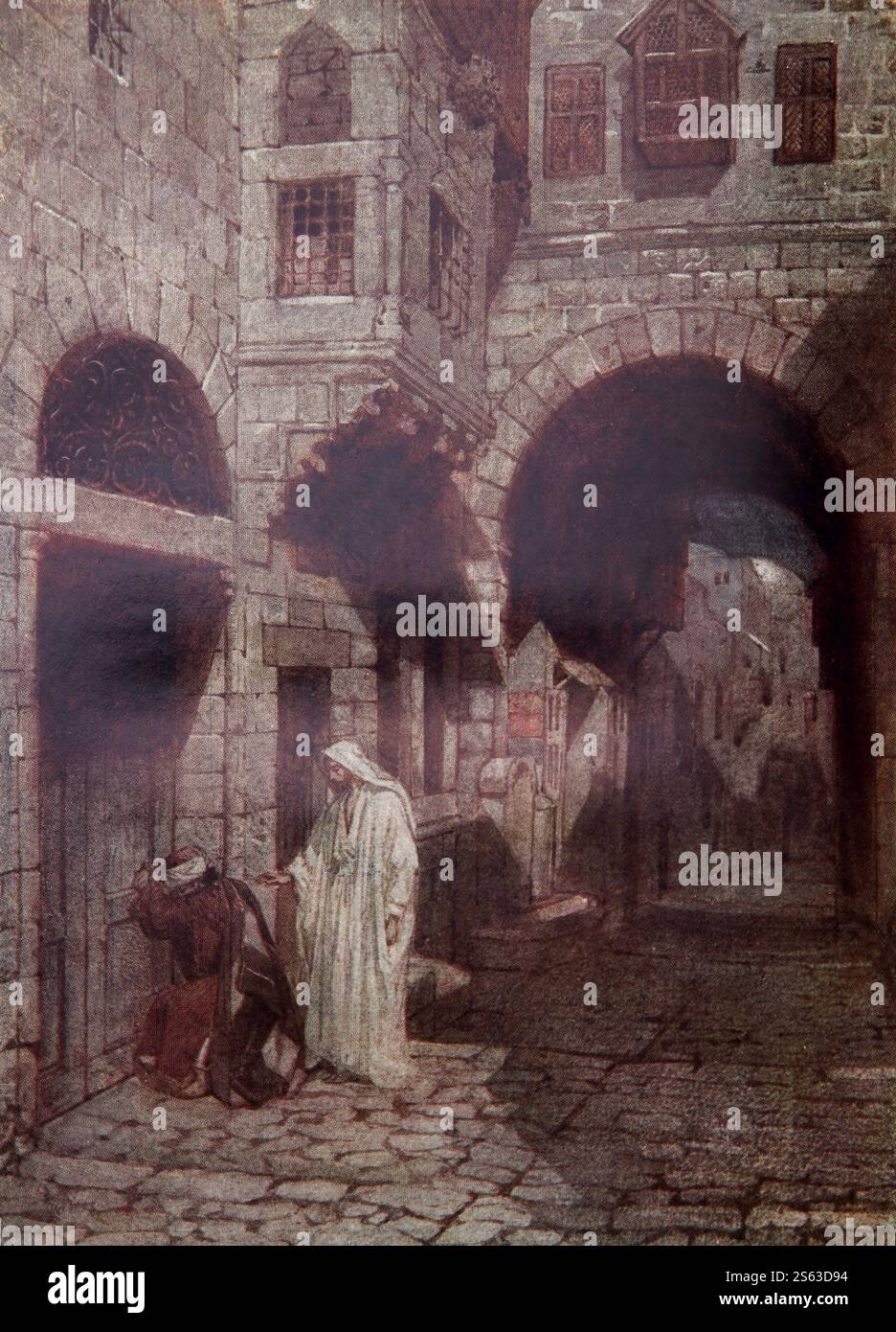 Farbtafel von Jesus Christus, der Simon Peter nach seiner Auferstehung aus dem Jahr 1906/10 das Leben Jesu von Nazareth in Farben dargestellt wird Stockfoto