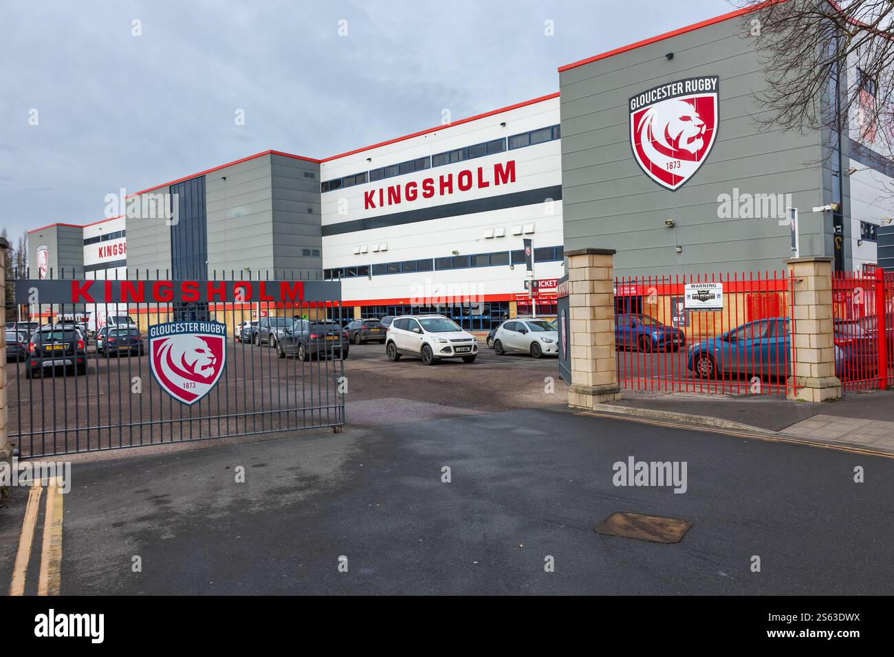 Kingsholm Stadium ein Rugby union Stadion in Gloucester, England, Großbritannien, Heimstadion des Gloucester Rugby. Stockfoto